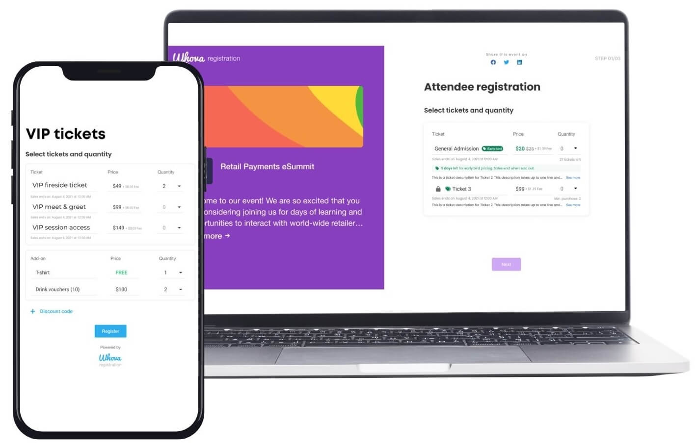 Whova event ticketing registration form