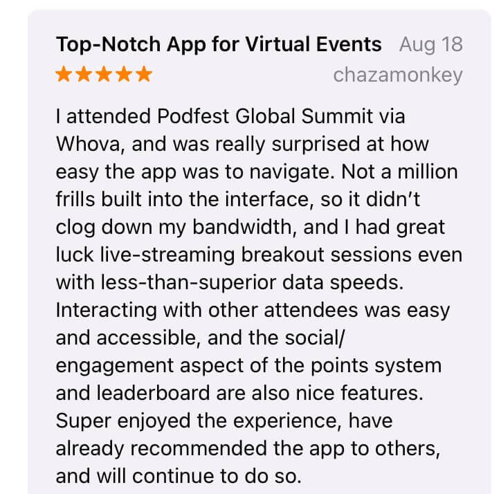 App review about top notch app for virtual events