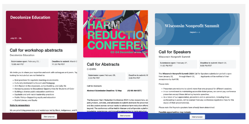 Whova call for speakers submission portals