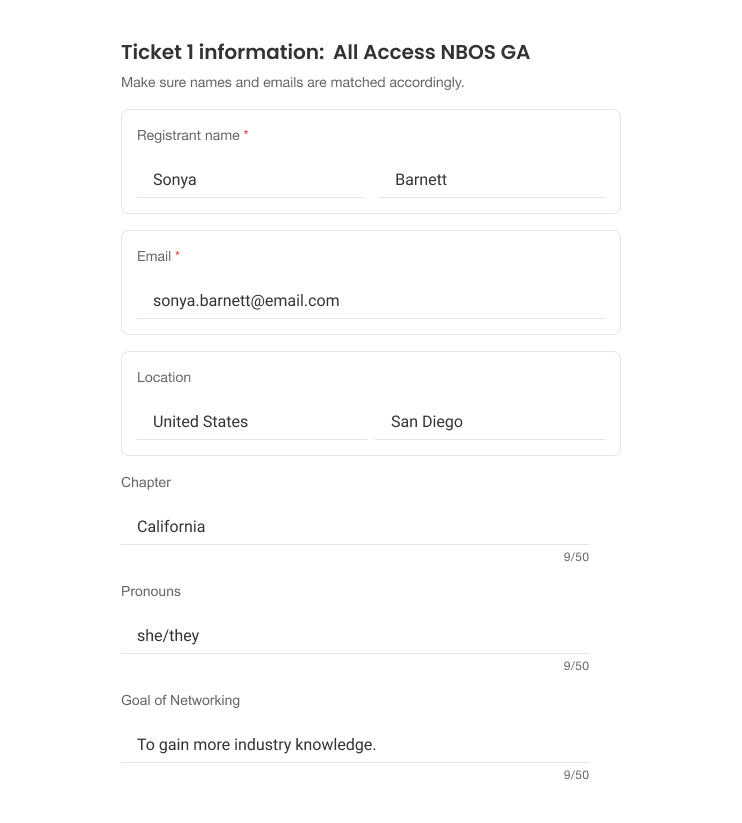 Customizable event registration form built in Whova