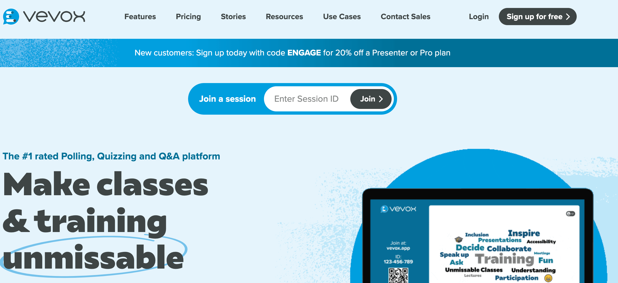 Vevox website homepage