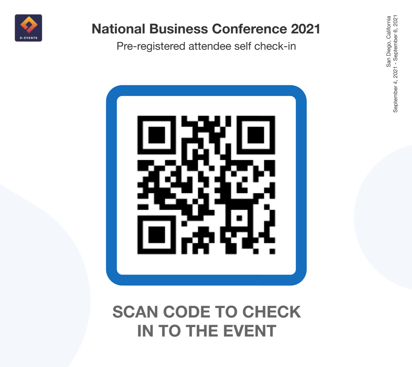 Attendees just have to scan a printable QR code to be taken to a check-in screen on their own devices