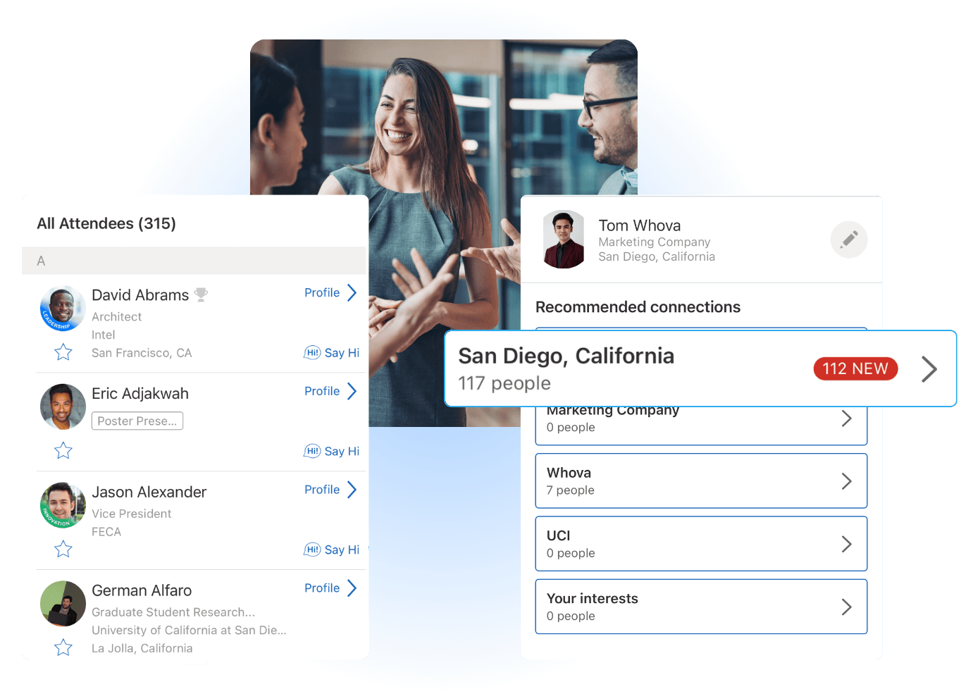 Attendee matchmaking in attendee list