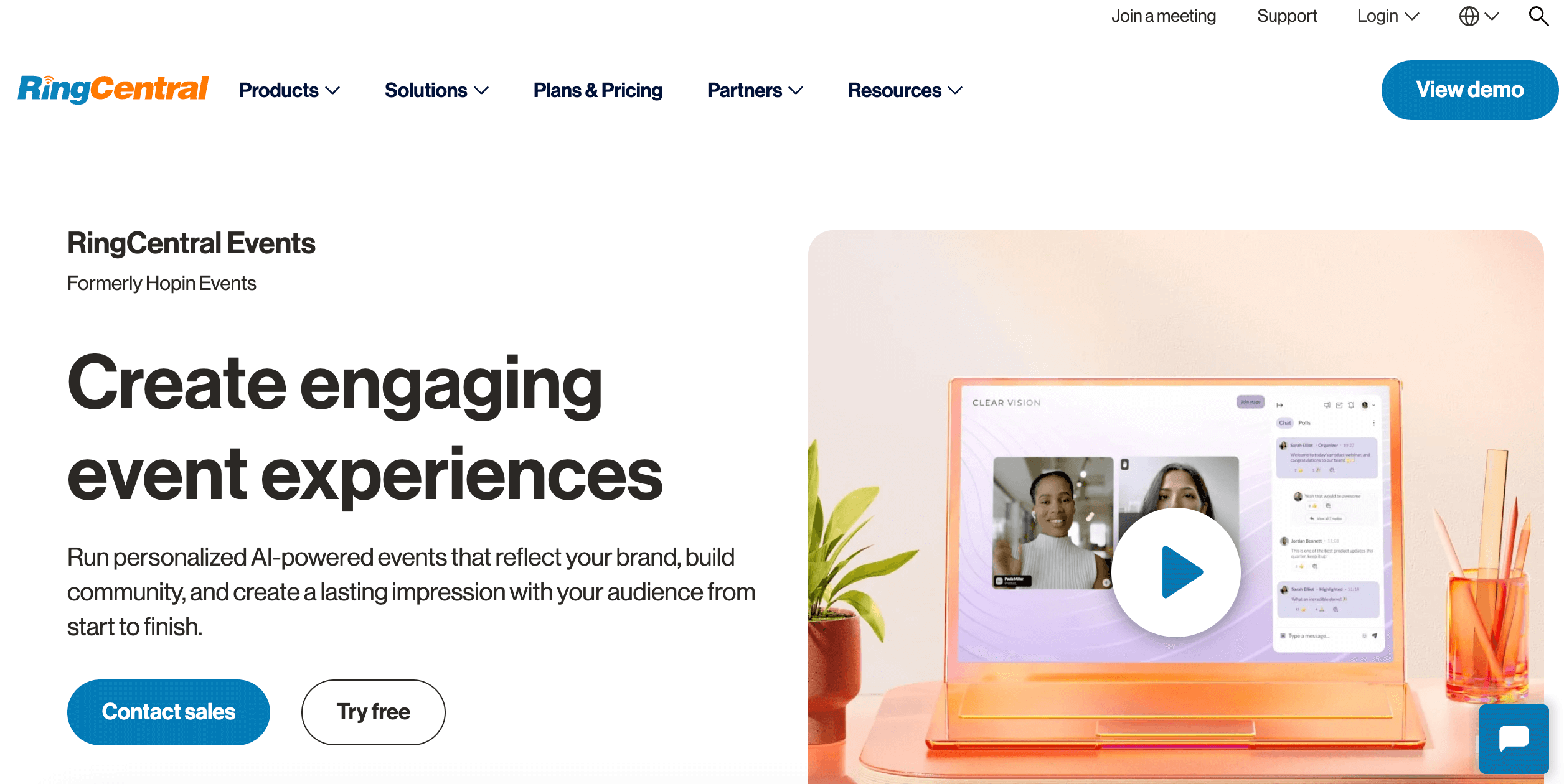 Ringcentral event check-in app product webpage