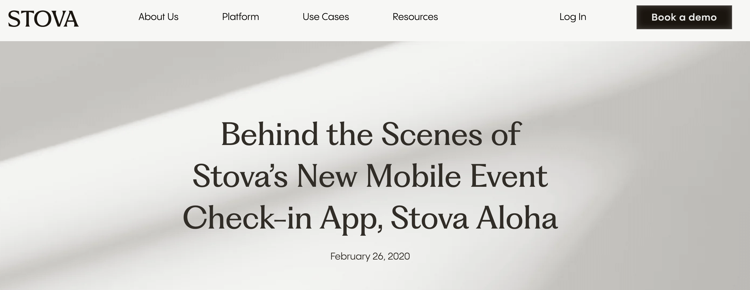 Stova event check-in app product webpage