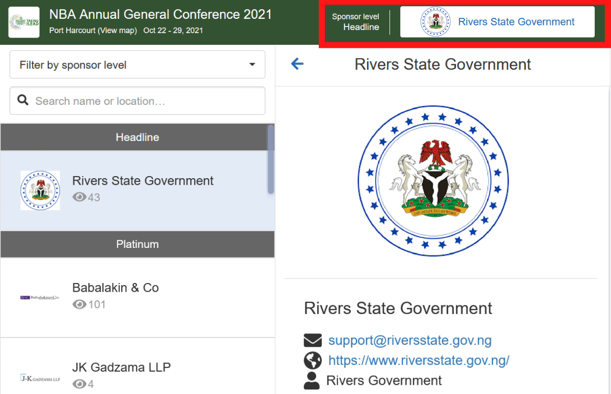 Nigerian Bar Association Conference sponsors