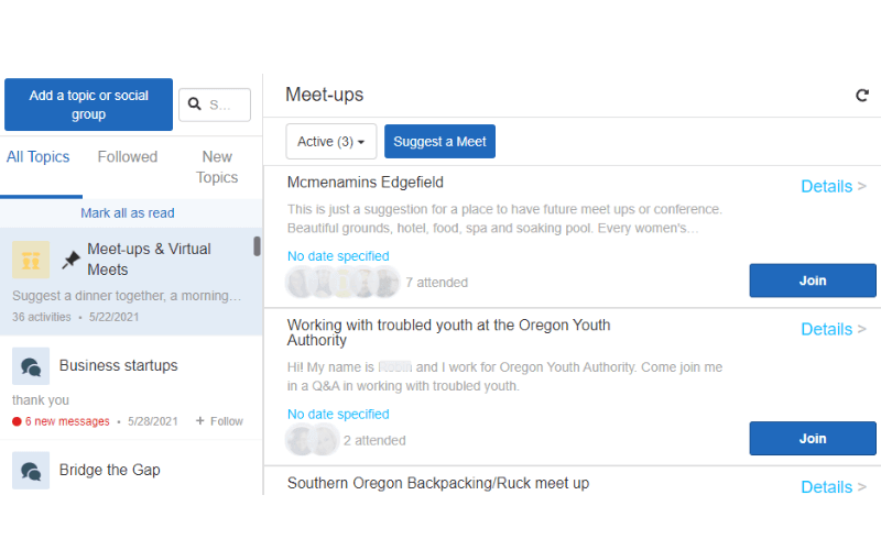 Oregon Women Veterans Conference 2021 - Meet Ups