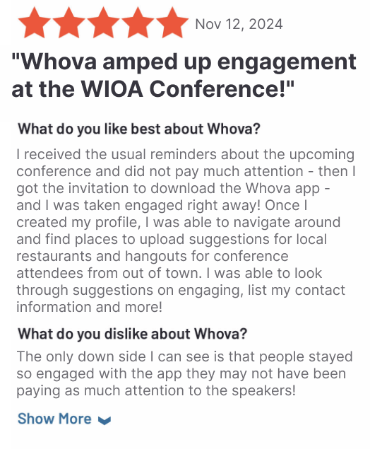 G2 Review for Whova 2024