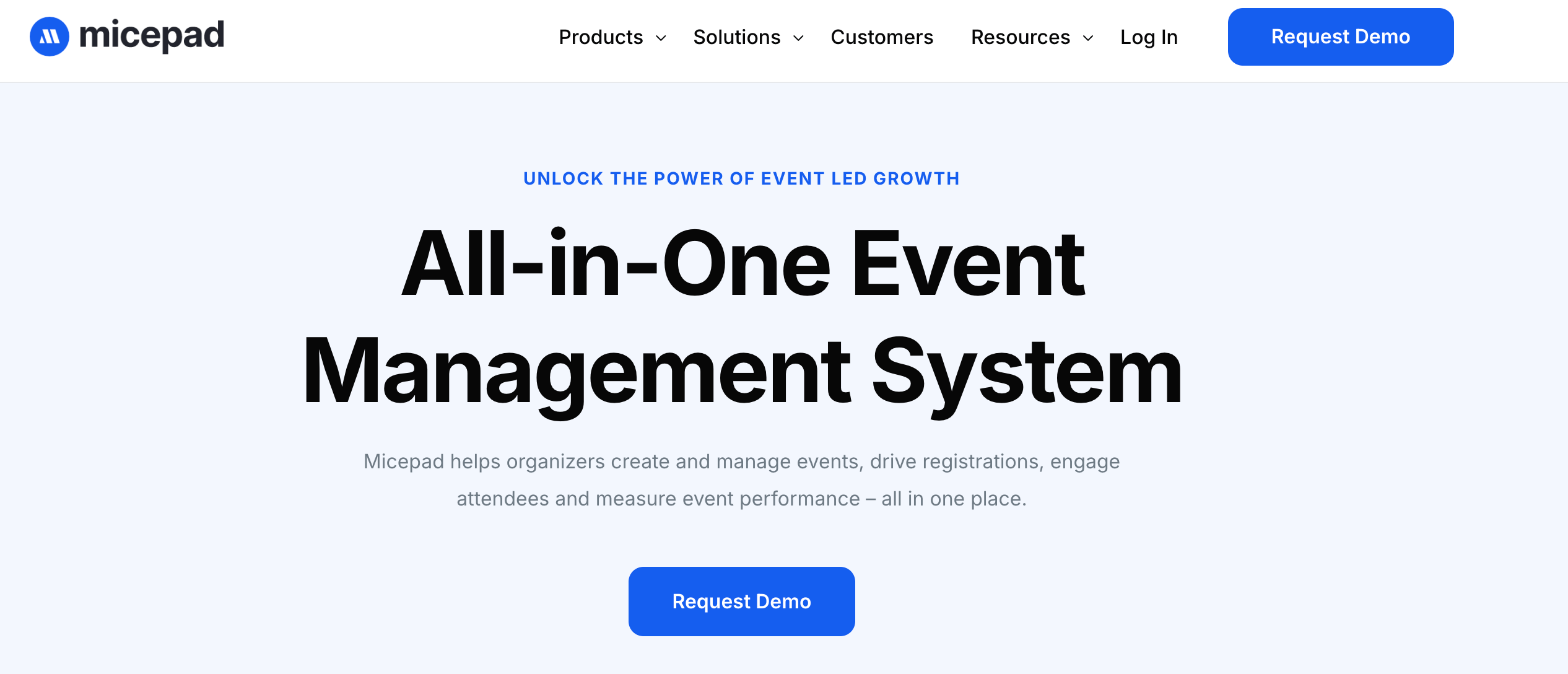 Micepad website for comparison to EventMobi