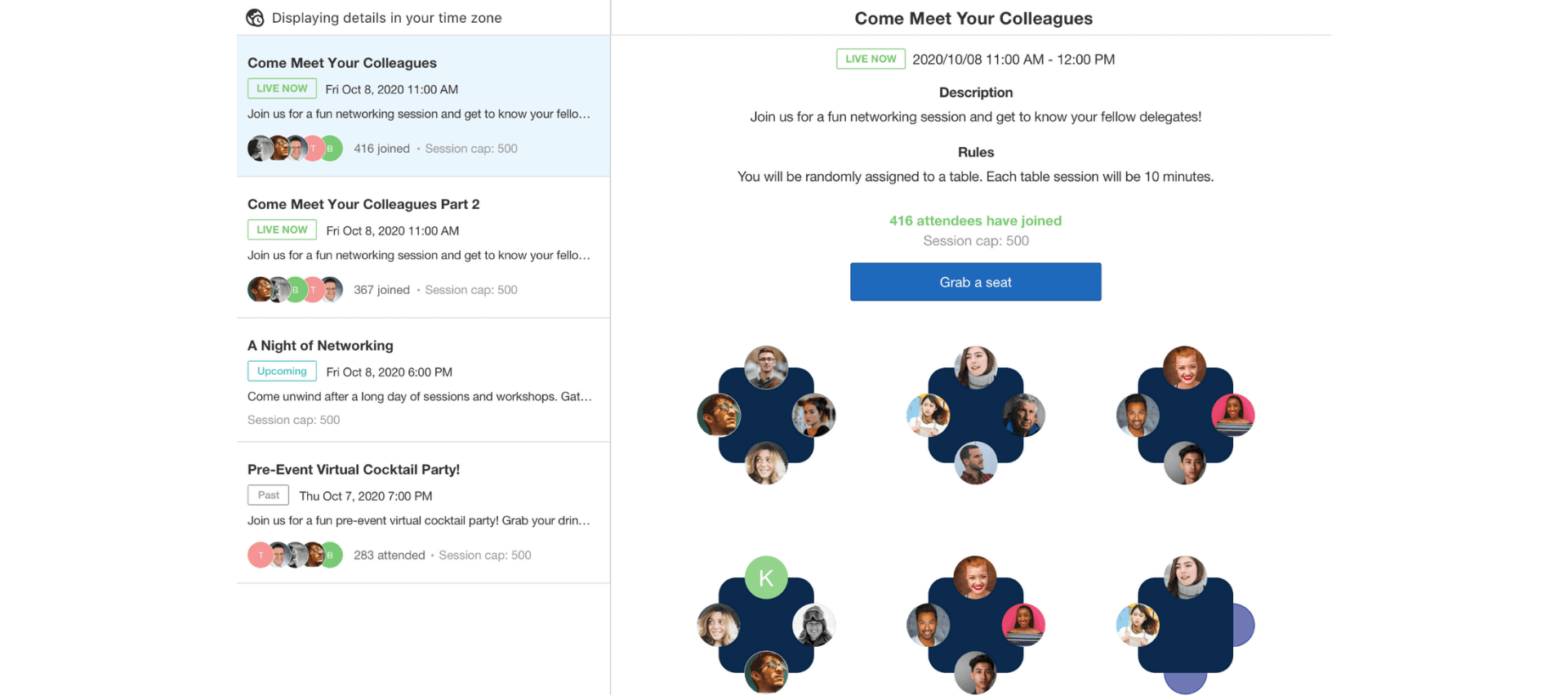 Whova's speed networking features