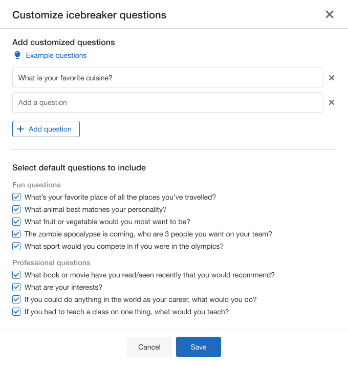 Whova's icebreaker games