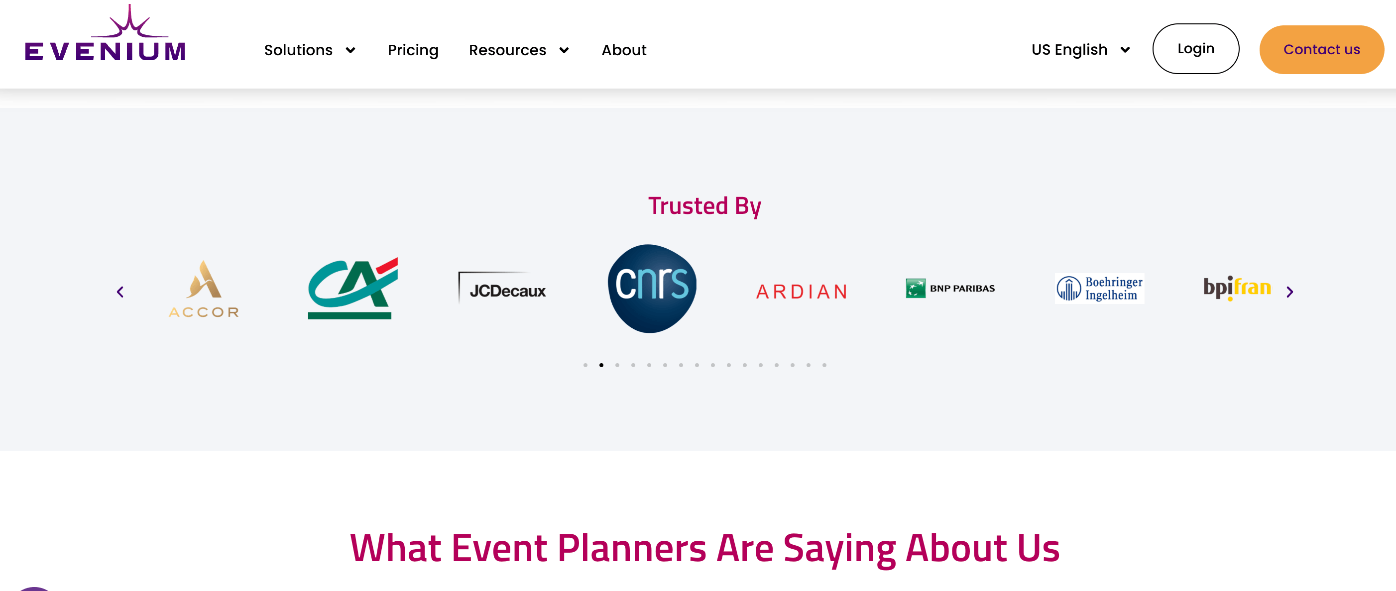 Evenium website for Swapcard comparison