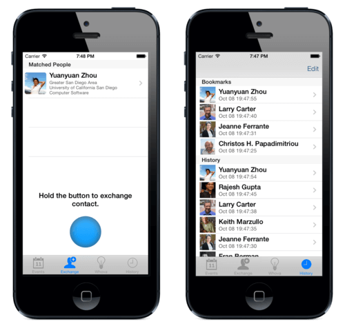 Whova app profile exchange
