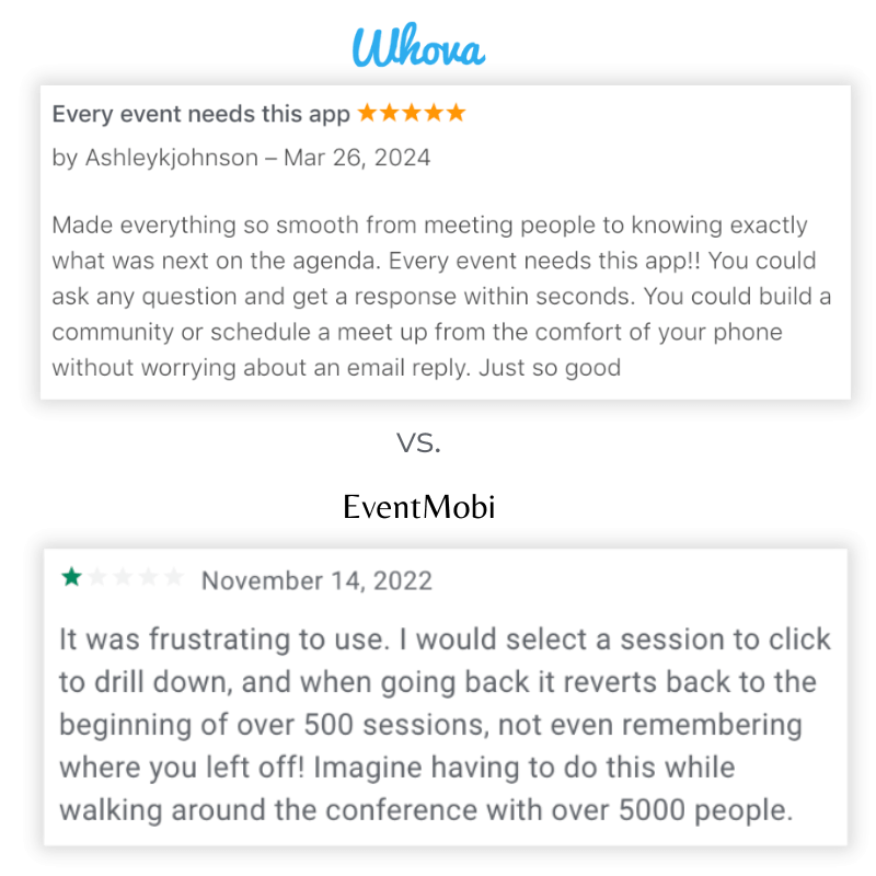 Whova vs EventMobi - ease-of-use comparison